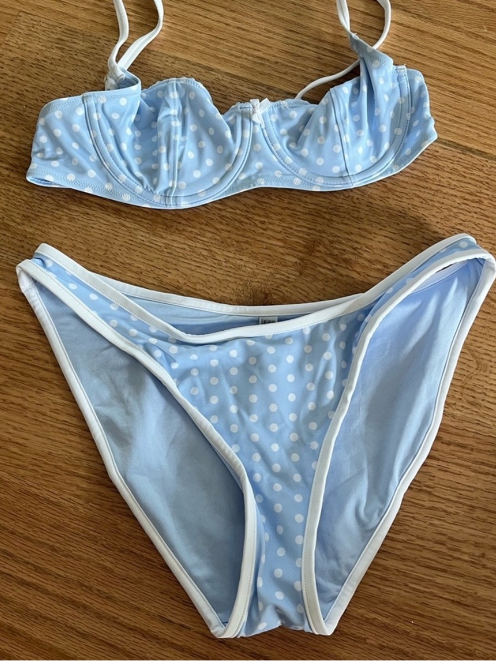 Frankie’s bikinis blue polka dot set